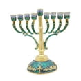 thumbnail image 4 of Menorah pintado a Mano Gloria Bejeweled Verde 6,5 pulgadas, 4 of 9