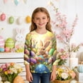 thumbnail image 2 of PWPSG Happy Easter Day Shirt for Kid 3D Graphic T Shirts Cute Easter Eggs & Bunny Rabbit Prints Tops 3/4 Sleeve Crewneck Blouses Spring Fall Outfits for Girl Multicolor 5 Years, 2 of 9
