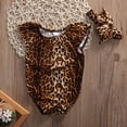 thumbnail image 2 of Qiylii Baby Girl's Leopard Romper, Ruffled Sleeveless Bodysuit + Hairband, 2 of 7