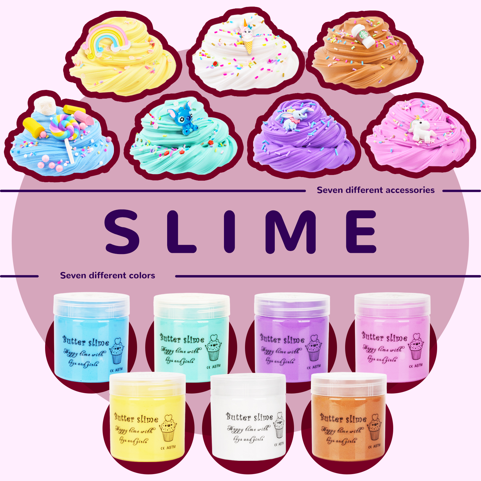 Dream Fun Slime Kits for 6 7 8 9 10 Year Old Girls Putty Slimes Set for 5 6 7 8 9 11 Years Old Kids Birthday Gifts Present Fluffy Slime Toys for Children Age 8 Years - image 2 of 7