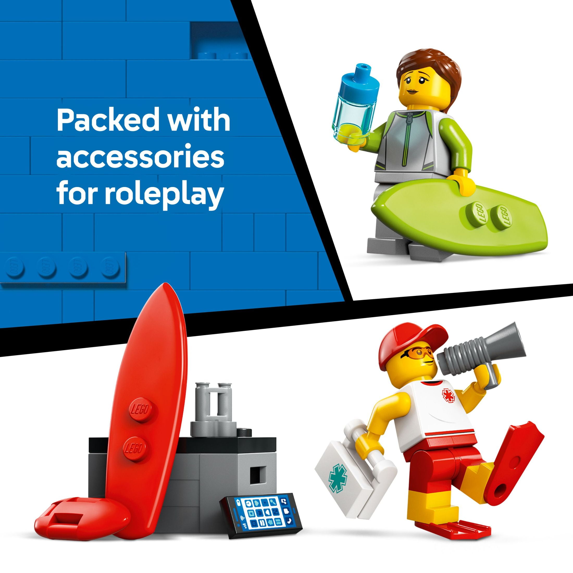 LEGO City Lifeguard Beach Rescue Truck Toy - Building Toy for Kids, Boys and Girls, Ages 6+ - Includes 2 Minifigures, Shark Toy - Gift for Beach-Loving Kids - 60453