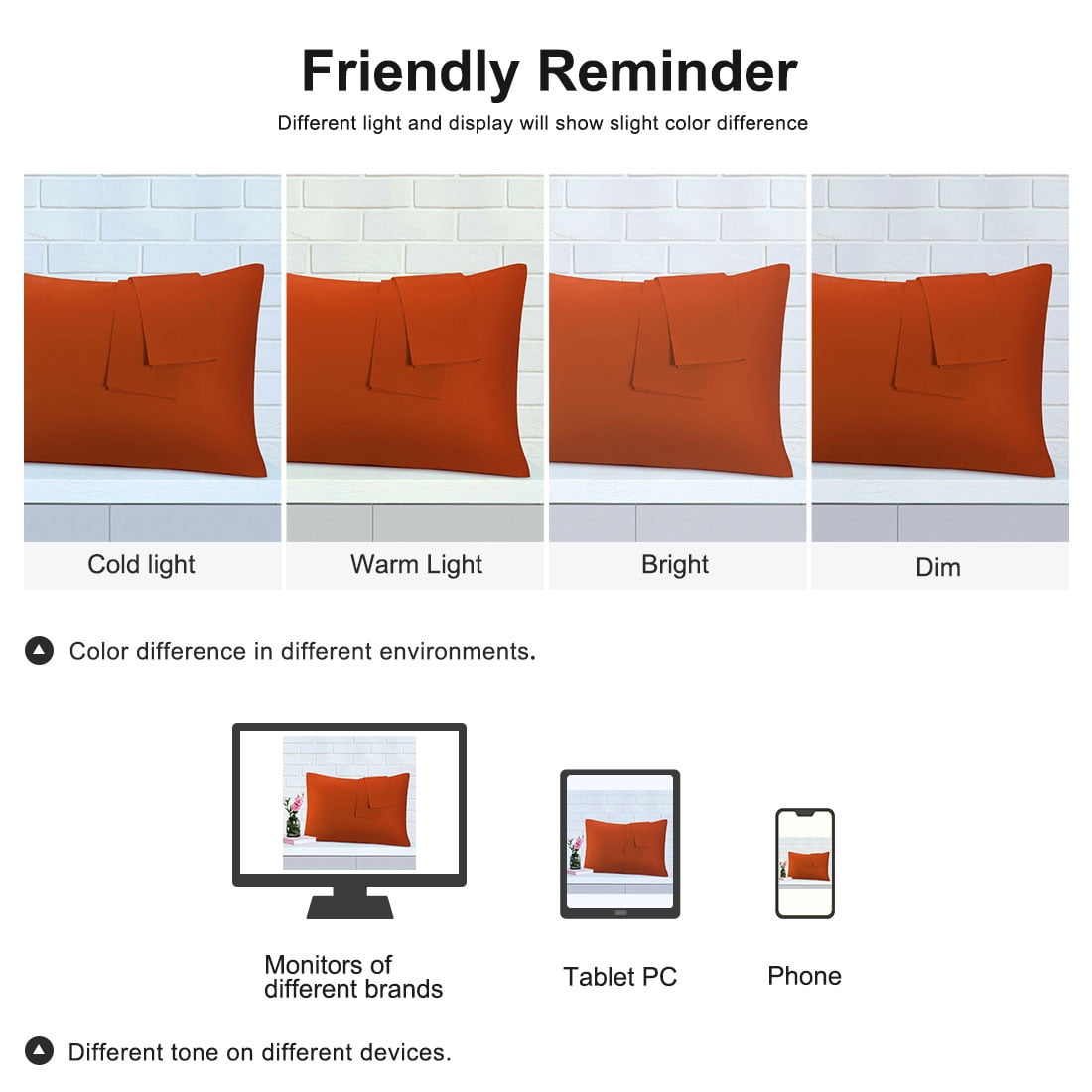Unique Bargains 6 Piece Breathable Egyptian Cotton Pillow Case Cover Orange Queen