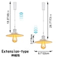 thumbnail image 3 of FSLiving Adjustable Height Track Pendnat Light H-Type Retractable Lift Track Spotlight with Telescoping Rod Adjustable Gimbaled Lamp-Post Halo Track DIY Retro Cover Lamp, Wood Grain - 3 Lights, 3 of 7