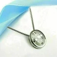 thumbnail image 4 of 3Ct Oval Lab Created Diamond 14k White Gold Plated 925 Bezel Solitaire Pendant, 4 of 4