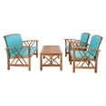 thumbnail image 3 of SAFAVIEH Fontana Outdoor Patio 4 Pc Conversational Set, Natural/Aqua, 3 of 13