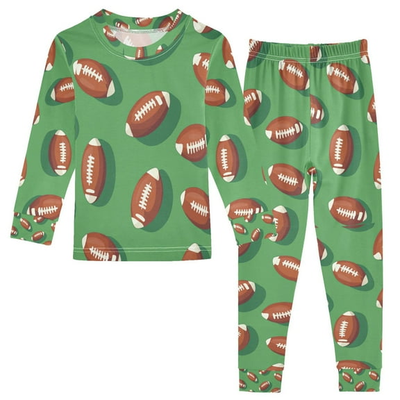 FORMRS Toddler Unisex Long Sleeve Top and Pants Pajama Set 2-Piece Sleepwear, Sizes 18M-8Y, American Footballs