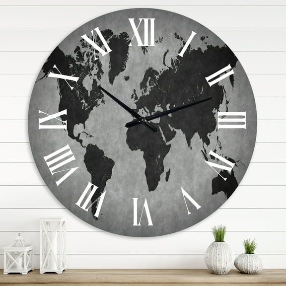 Designart 'Ancient Map Of The World Ix' Vintage Wall Clock