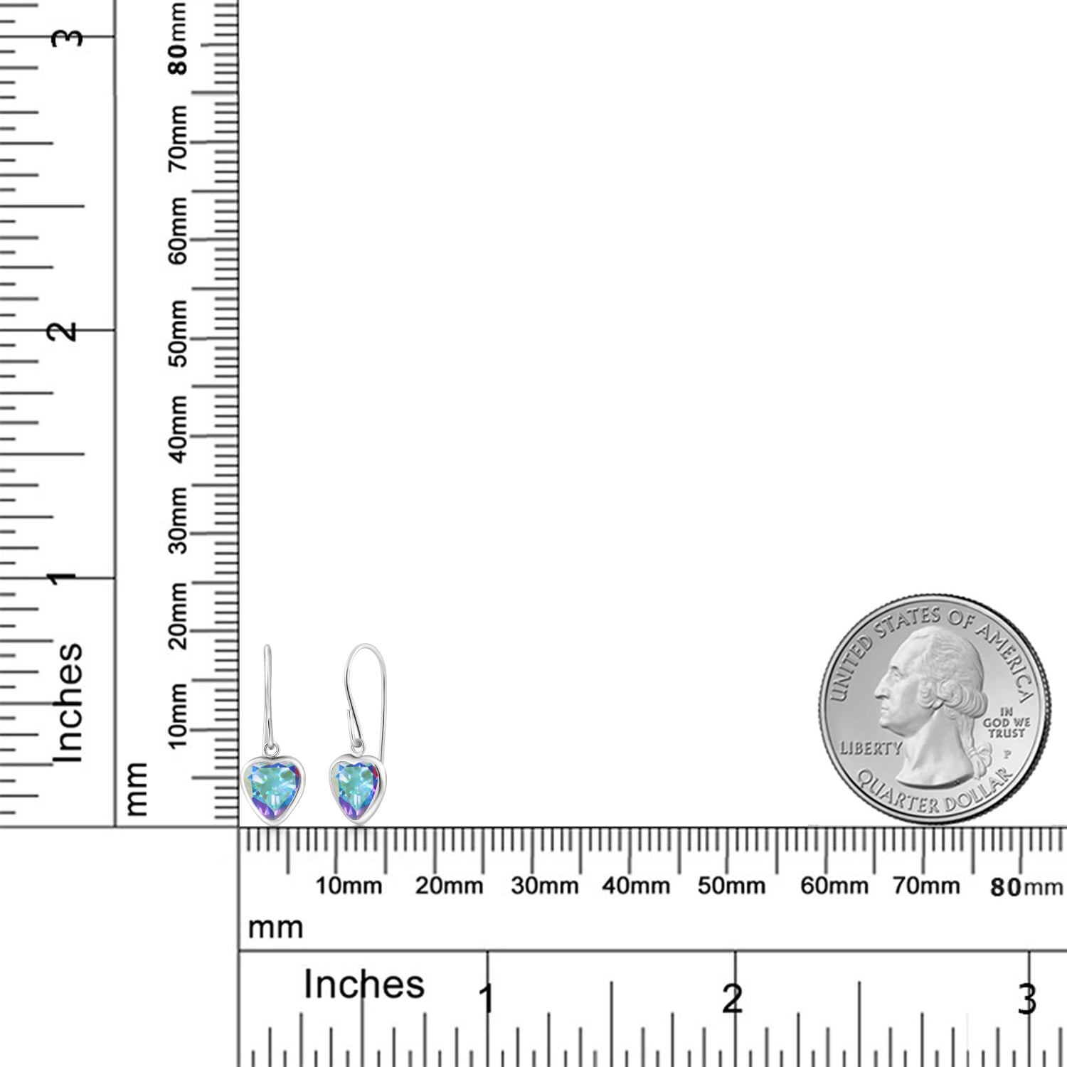 Gem Stone King 925 Sterling Silver Mercury Mist Mystic Topaz French Wire Dangle Hook Earrings for Women (2.00 Cttw, Gemstone Birthstone, Heart Shape 6MM)