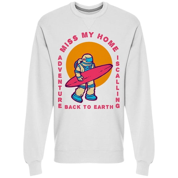 Astronaut Holding Surfboard Sweatshirt Men -Image by Shutterstock, Male Medium