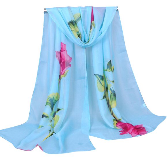 Head Slik Scarf for Women on Clearance Fashion Women Rose Long Soft Wrap Scarf Ladies Shawl Chiffon Scarf Scarves