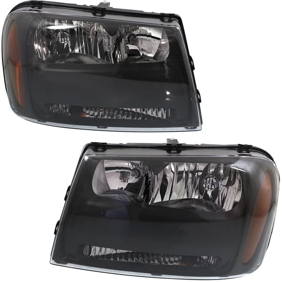 Garage-Pro Driver and Passenger Side Headlight for Chevrolet Trailblazer 2006-2009 Halogen With bulb(s) without Full Width Grille Bar Replaces# 25970908 25970909