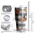thumbnail image 6 of 30oz Checkered Halloween Pumpkin Pattern Tumblers Stainless Steel Tumbler with Lid and Straw,Vacuum Insulated Double Wall Travel Tumbler Cups Mug with Cleaning Brush for Coffee,Tea, 6 of 7