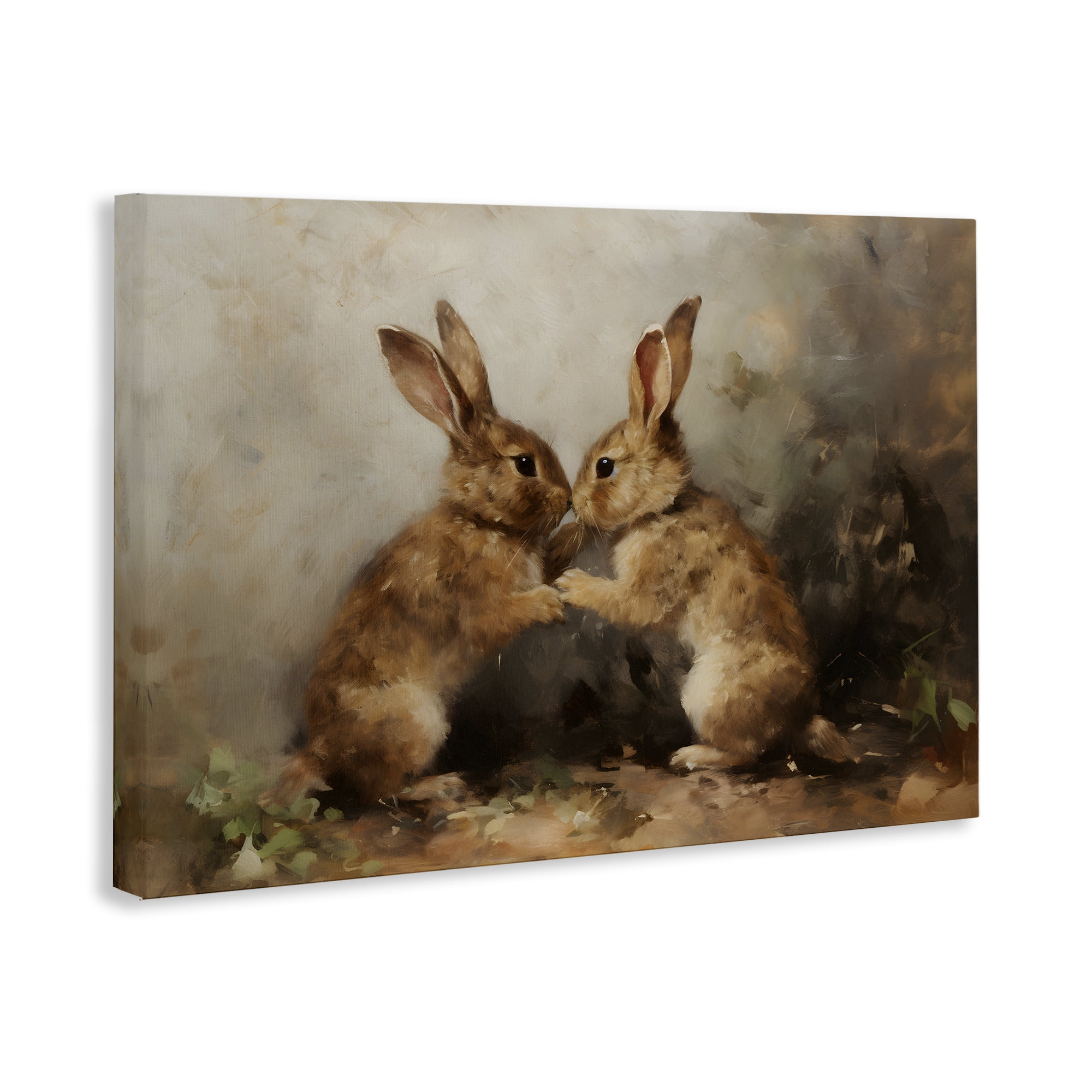 Stupell Industries Bunny Boxing Duo Animals & Insects Painting Gallery Wrapped Canvas Art Print Wall Art, 24 x 16