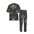 thumbnail image 4 of Mens Pajamas Set Loungewear Short Sleeve Top Long Pants Pj Sets with Pockets, Gold Evil Eye, 4 of 6