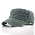thumbnail image 1 of Nvzi Gorra militar escolar, gorra de béisbol estilo militar, parte superior plana, lavada, primavera verano, retro, ala baja, gorra militar escolar, 1 pieza, verde, 1 of 5