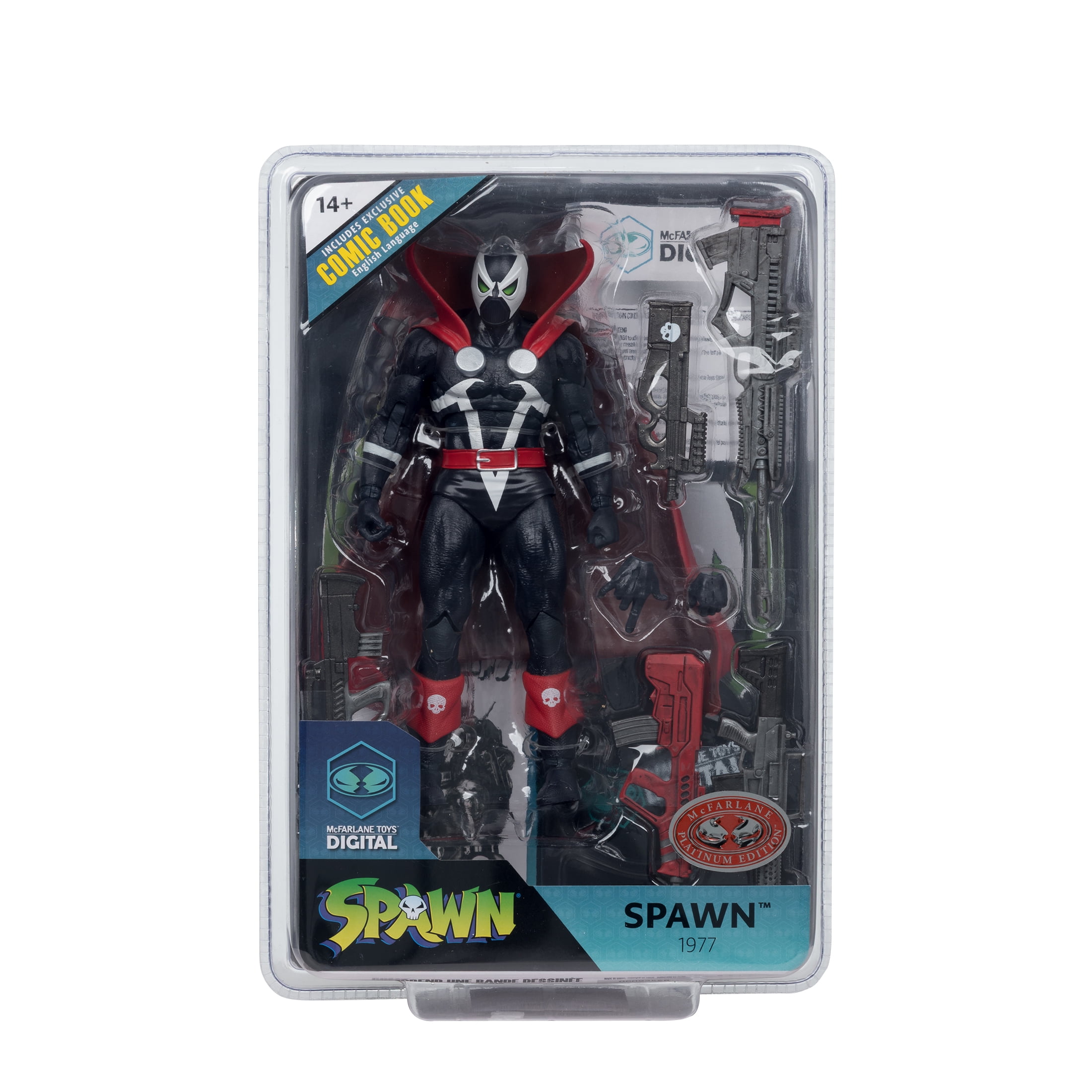 Spawn 1977 (Black and Red Variant) 7" Action Figure w/Comic and Digital Collectible Red Platinum Edition - McFarlane Toys