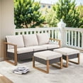 thumbnail image 2 of PARKWELL 3 Pieces Outdoor Patio Sofa Furniture Set,All-Weather Wicker Rattan Couch with 2 Ottomans,Beige, 2 of 9