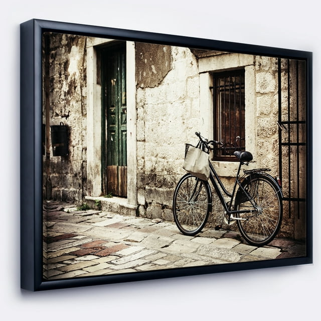 Designart - Vélo avec Sac de Courses - Impression sur Toile Encadrée Paysage