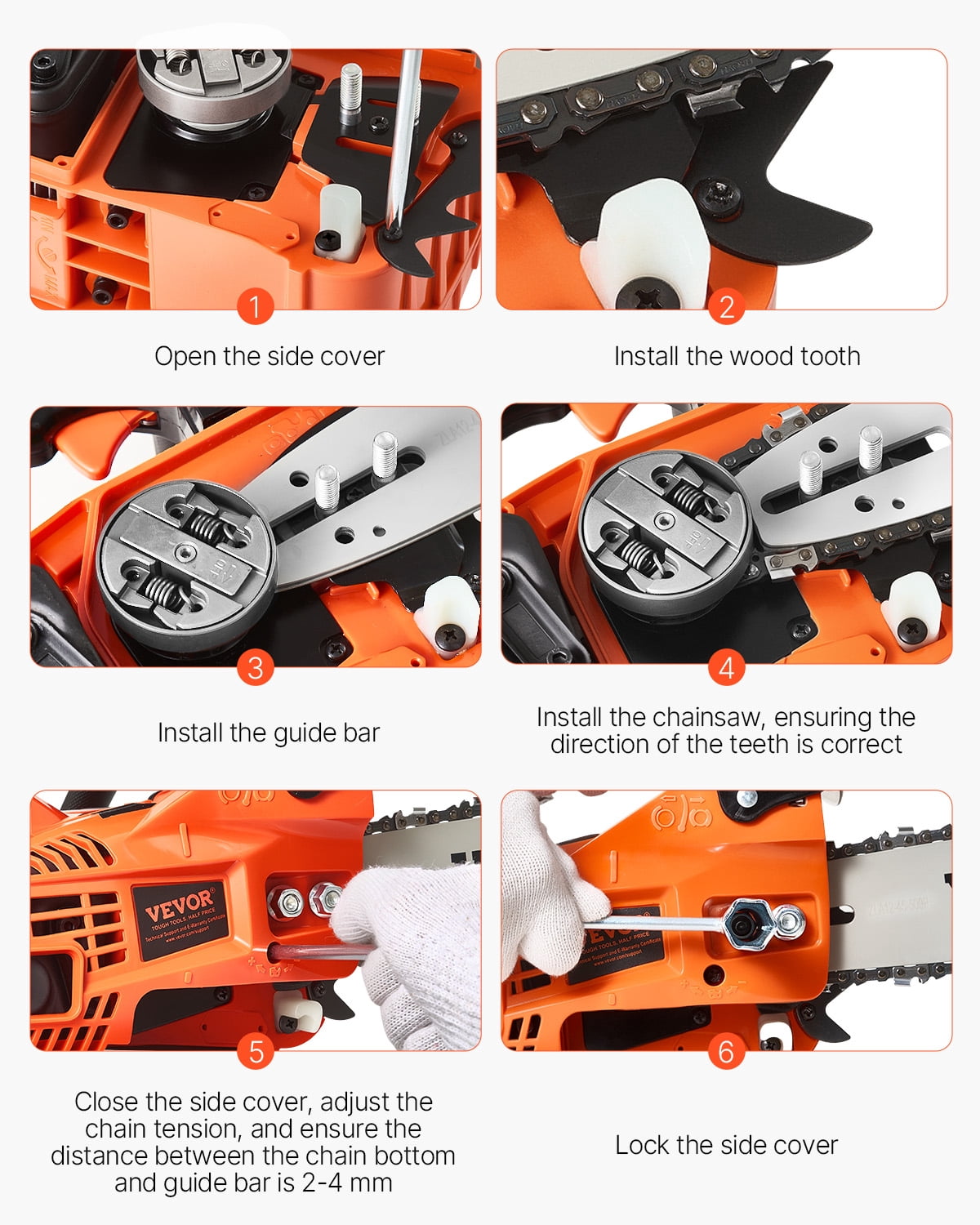 VEVOR Gas Chainsaw, 25.4CC 12" 1.2HP, Gasoline Powered Chain Saw, Handheld Cordless Petrol Chainsaws for Tree Wood Branch Cutting, Tree Trimming, Land Clearing, Farm Garden Ranch Forest Cutting Use