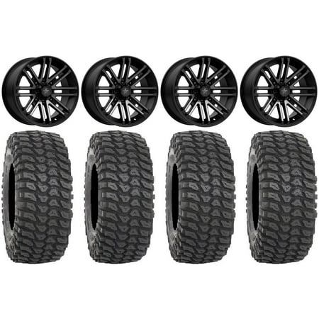 MSA Black Rogue 15 UTV Wheels 32 XCR350 Tires Can-Am Maverick X3 / Honda Pioneer 1000 / Talon