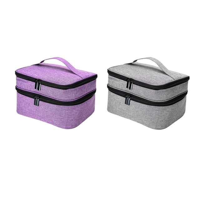 Estuche de transporte de esmalte de uñas,Estuche de transporte para esmalte de uñas Organizador de uñas,Soporte para bolsa de almacenamiento con capacidad para 30 de gris púrpura Zulema Estuche de transporte de esmalte de uñas