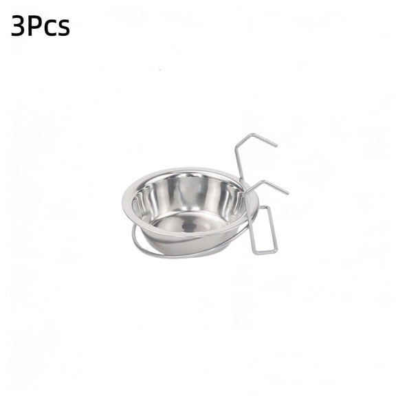 3 Pack Dog Water Food Bowls, Dog Crate Water Bowl No Spill, Water Bowl for Crate Cage Accessories, Kennel Water Bowls Hanging, Stainless Steel Dogs Bowls Dish Coop Cup - 4.3X1.3''