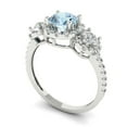 thumbnail image 2 of 1.46 ct Round Cut Natural Aquamarine 3 Stone 18K White Gold Womens Engagement Ring, 2 of 5
