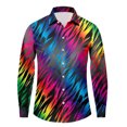 thumbnail image 4 of Mens Shirts Carnival Digital Print Stylish Plus Size Loose Lapel Long Sleeve Button Down Top Casual Comfortable Shirt for Men Multicolour L, 4 of 4