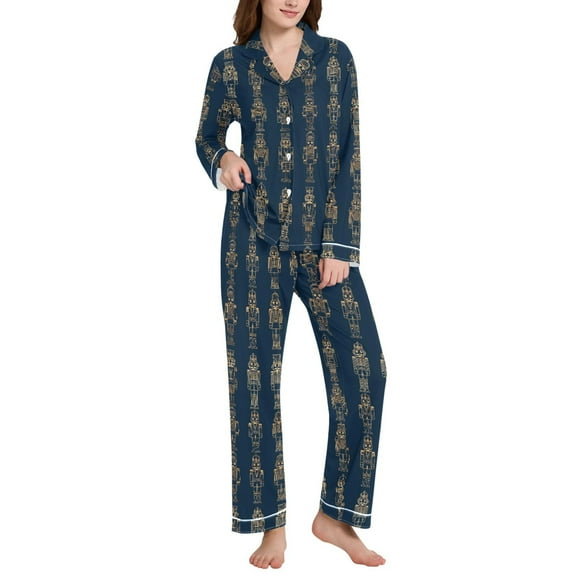 joogoo Pajamas Set for Women Golden Nutcrackers Long Sleeve Pjs Loungewear L