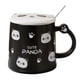 thumbnail image 1 of Taza de panda de 370ml con tapa, cuchara, taza de agua de cerámica de dibujos animados, taza de café para desayuno en el hogar, 1 of 5