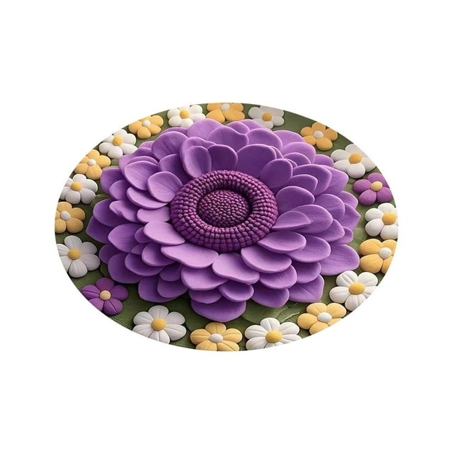 ERK 1Pcs 3D Floral Area Rug Non Slip Floor Mat For Living Room And Entryway