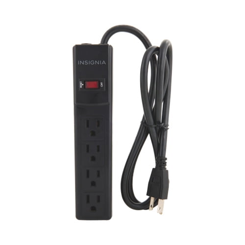 Insignia Rallonge 4 Pieds 4 Prises (NS-PWS5401-C) – Noir 150 Joules, Design Gain de Place, 13A/125V, 1625W