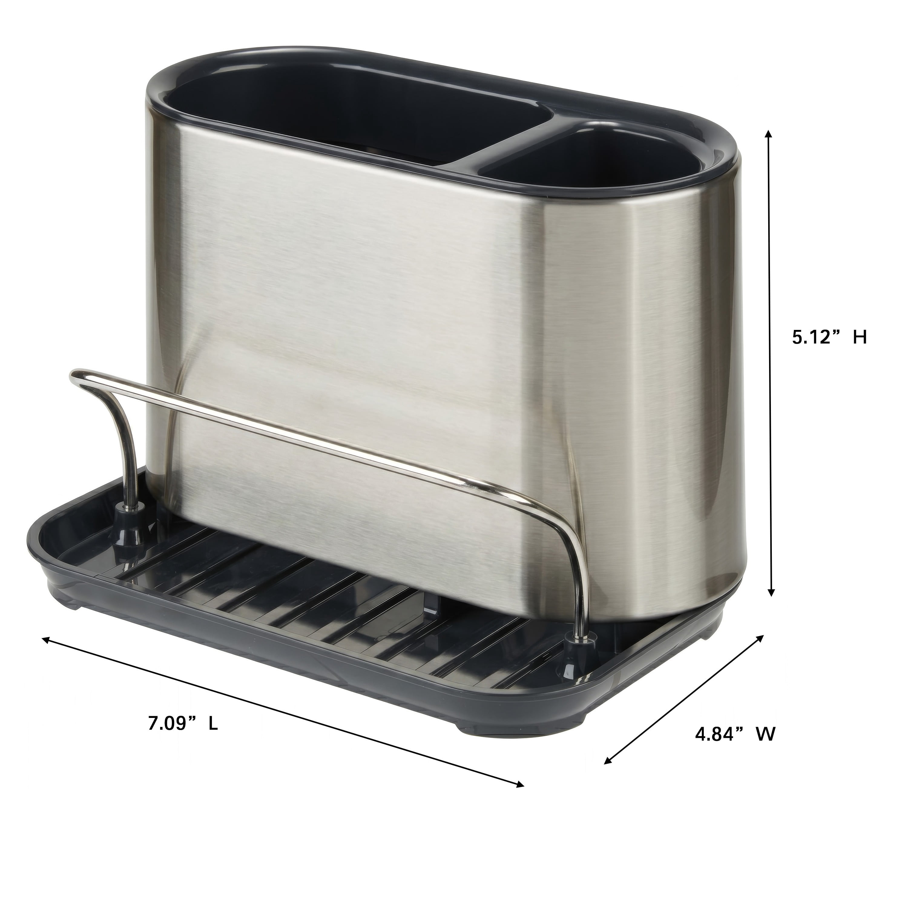 Kitchen Details 3-in-1 Stainless Steel Sink Organizer with Sponge Holder, Brush Holder & Dish Soap Dispenser | Self-Draining Kitchen Caddy | Countertop Storage