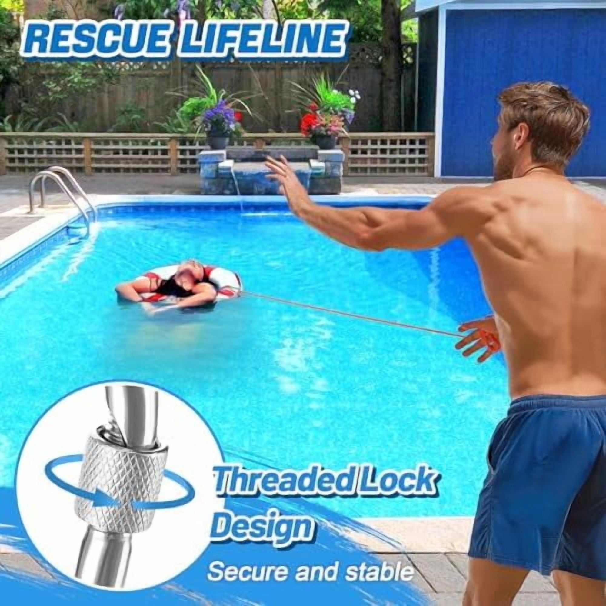 Water Floating Lifesaving Rope - Professional Throwing Pool Life Preserver Rope Line for Swimming Small Kayak Inflatable Boat