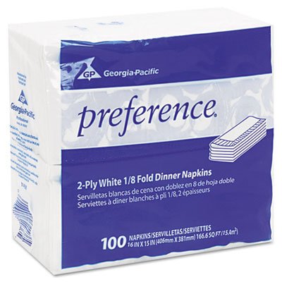 Preference 1/8 Fold Dinner Napkins 15 x 16 Pack of 100 - 8 Pack