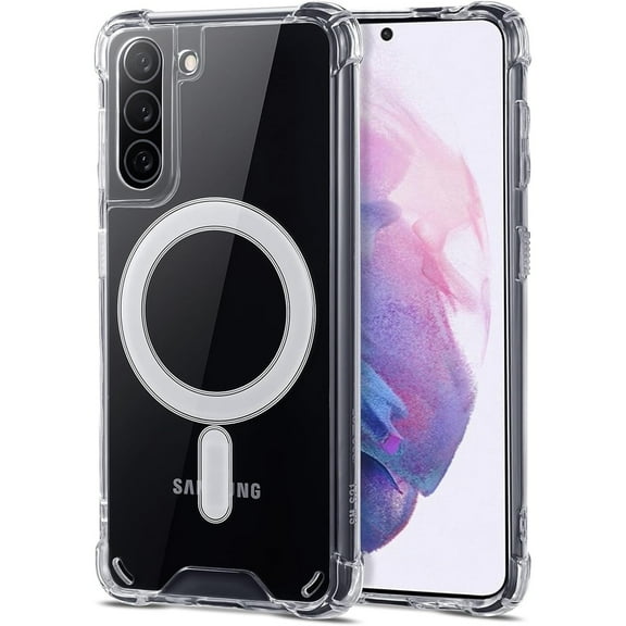Dteck Magnetic Case for Samsung Galaxy S21 Plus, Compatible with MagSafe, Crystal Clear Phone Case Four-Corner Shockproof Slim Case for Samsung Galaxy S21 Plus/S21  5G,Transparent