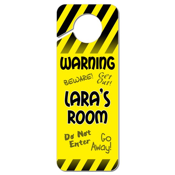 Lara Female Name Do Not Disturb Plastic Door Knob Hanger Warning Room Sign - Yellow