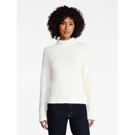 Time and Tru Women's Funnel Neck Sweater, Midweight, Sizes XS-XXXL