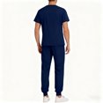 thumbnail image 4 of WULMLEO Mens Scrub Sets 2 Piece Short Sleeve Stretch Scrubs Outfits Medical Crew Neck Fashion Nurse Uniform Shirts and Joggers Button Comfortable Spring Petite Nursing Workwear Dark Blue 2XL, 4 of 5