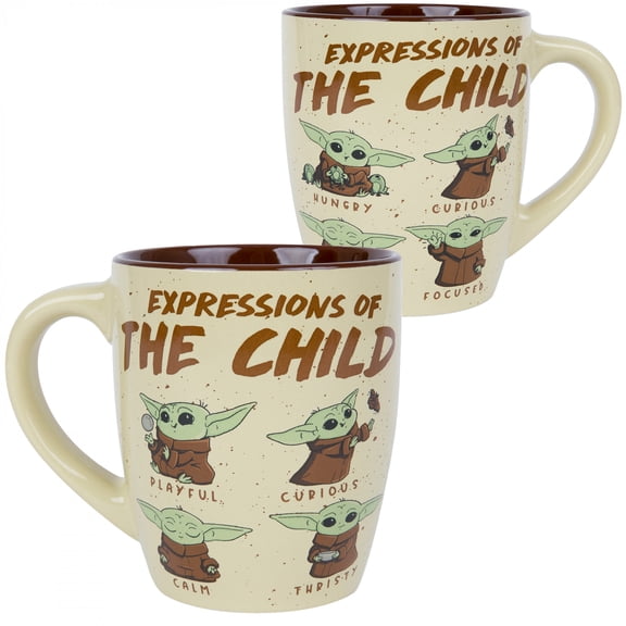 Star Wars The Mandalorian Grogu Expressions 25oz Curved Ceramic Jumbo Mug