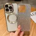 thumbnail image 3 of Compatible with iPhone 13 Pro Magnetic Gardient Glitter Case, Plating Bling Cute Case with MagSafe for Women Girls Full Camera Protector Back Cover for iPhone 13 Pro 6.1'' Gold, 3 of 12