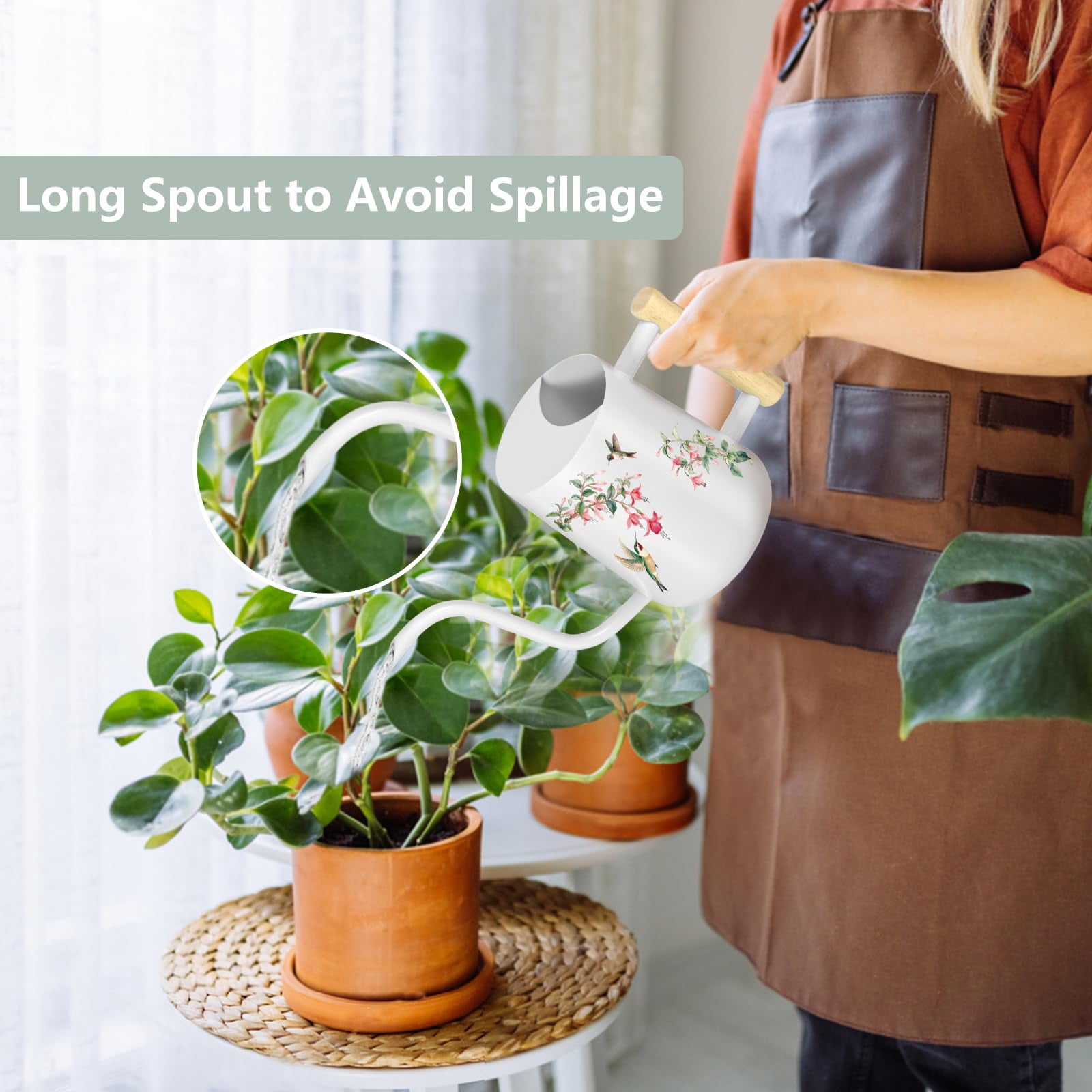 Watering Can Indoor Plants, 35oz Small Stainless Steel Metal Watering Can Modern Decorative Watering Pot with Long Spout for Indoor House Plant Bonsai Garden Flowers (Copper) - WHITE 1
