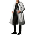 thumbnail image 2 of INSPIRE CHIC Faux Leather Jacket for Men's Classic Fit Full Length Trench Coat PU Overcoats 2XL Silver, 2 of 5