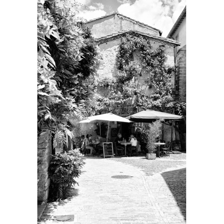 France Provence B&W Collection - Provencal Restaurant - Uzès Print Wall Art By Philippe