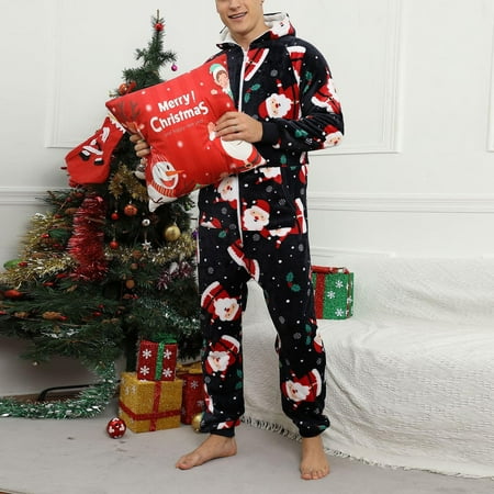 

Foraging dimple Men s Casual Long-sleeved Christmas Family Pajamas Coverall