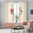 thumbnail image 4 of Pastoral Flowers Kitchen Curtains Window Panels, Spring Red Pink Leaves Farmhouse Plaid Insulated Window Treatment Curtain, Grommet Curtains for Bedroom/Living Room/Bathroom, 2 Piece 42"Wx84"L, 4 of 8