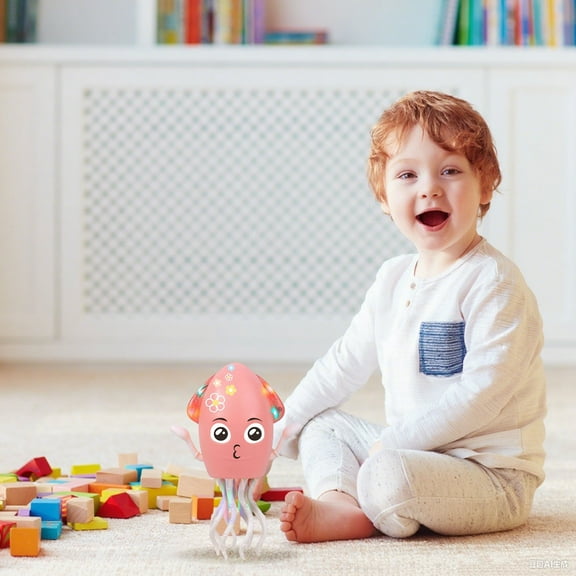 Zonao Smart Dancing Squid Toy with Lights and Music,Interactive Crawling Robotic Pet Toy with Obstacle Sensors,USB Rechargeable,Fun for Cats and Dogs