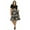 Floral Black Teal, variant on Women's Plus Size Knee-length Color Block Dress with Pockets