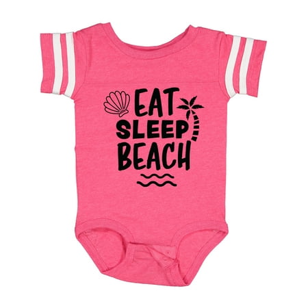 

Inktastic Eat Sleep Beach with Seashell and Palm Tree Boys or Girls Baby Bodysuit