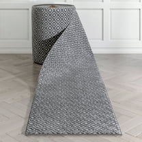 Well Woven Custom Size Runner - Choose Your Length - Piano Dark Grey Tribal Diamond Geometric 27 Inches Wide x 70 Feet Long Runner (27" x 70' Runner) Rug
